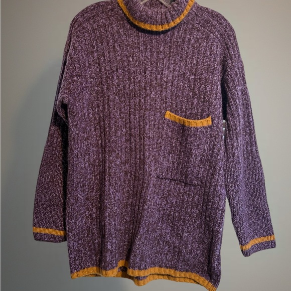 NAADAM Purple and Gold Cashmere Cowl Neck Sweater - Picture 4 of 7